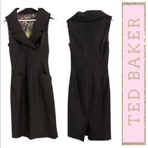 Ted Baker plaid dress with pockets size 0